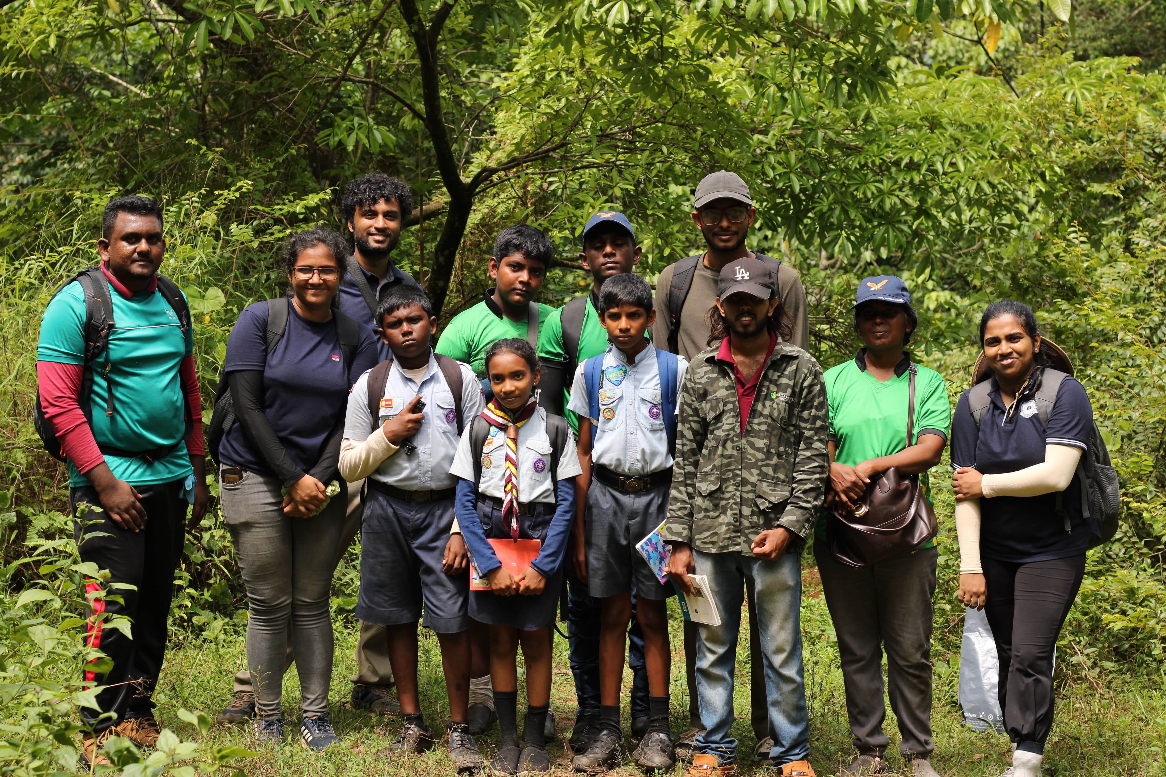 Students participating in the guided nature trail.